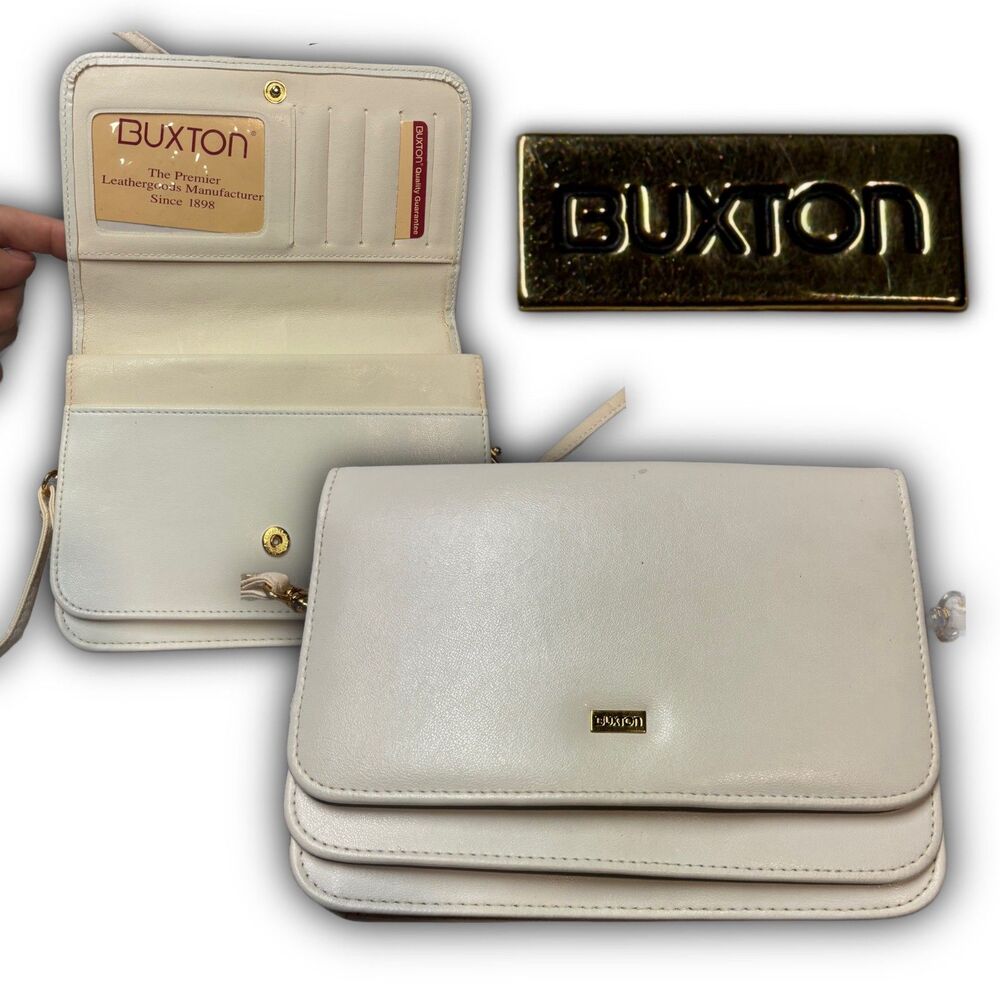Buxton White Leather Crossbody Wallet